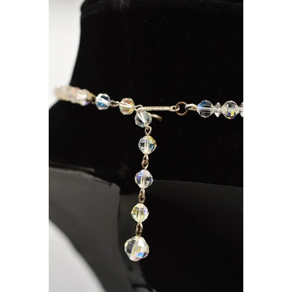 Laguna Vintage Crystal Necklace AB Aurora Borealis Beaded Sparkling Signed BinM
